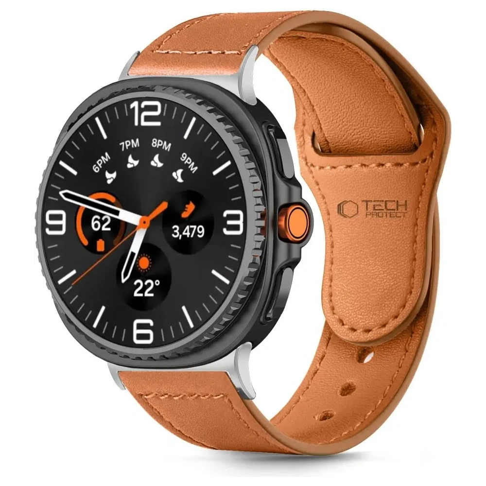 Pasek Tech-Protect Leatherfit do Samsung Galaxy Watch 8 / Classic 40/44/46mm Brown