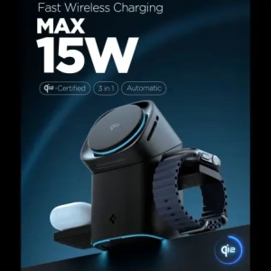 Ładowarka bezprzewodowa Spigen Essential EF223MS 3in1 Qi2 Rotary Magnetic MagSafe Wireless Charger Black