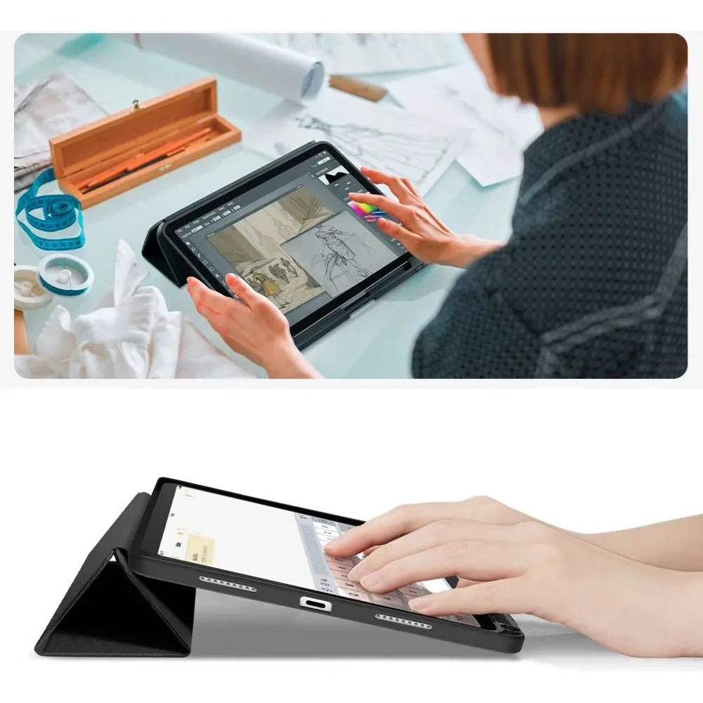 Etui Tech-Protect SmartCase Pen Canvas do Apple iPad 10.9" 2022 / 11" 2025 Obsidian Black