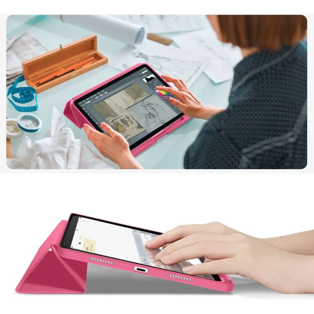 Etui Tech-Protect SmartCase Pen Canvas do Apple iPad 10.9" 2022 / 11" 2025 Magenta Bloom