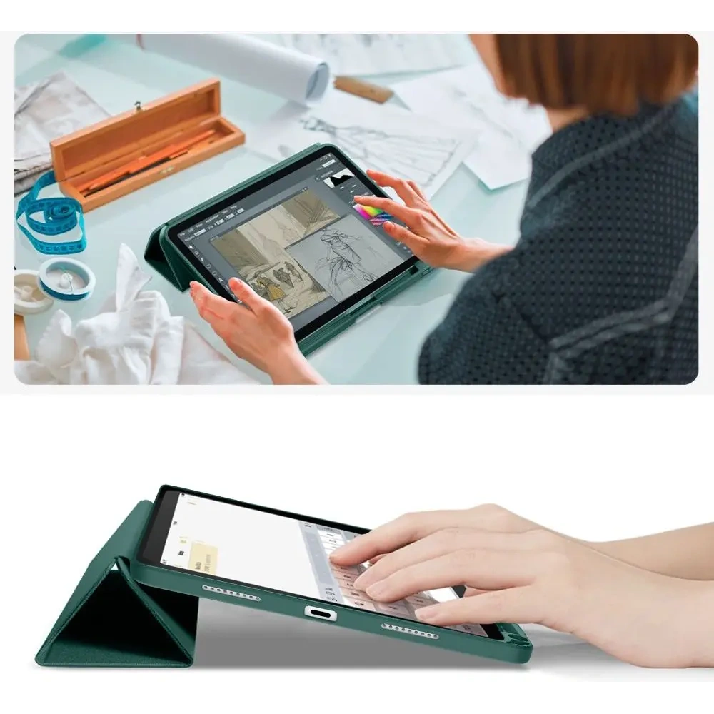 Etui Tech-Protect SmartCase Pen Canvas do Apple iPad 10.9" 2022 / 11" 2025 Moss Green