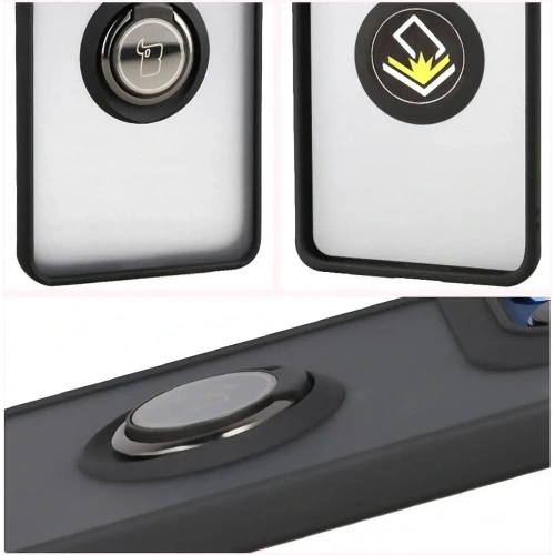 Etui z uchwytem na palec Bizon Case Hybrid Ring do Motorola Edge 60 Fusion / 60 przydymione z czarną ramką