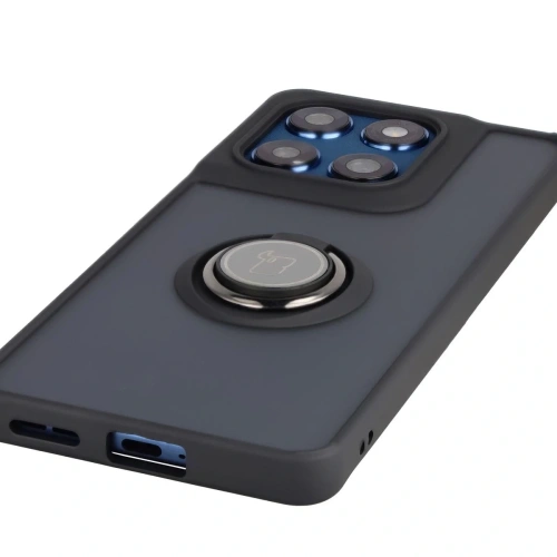 Etui z uchwytem na palec Bizon Case Hybrid Ring do Motorola Edge 60 Fusion / 60 przydymione z czarną ramką