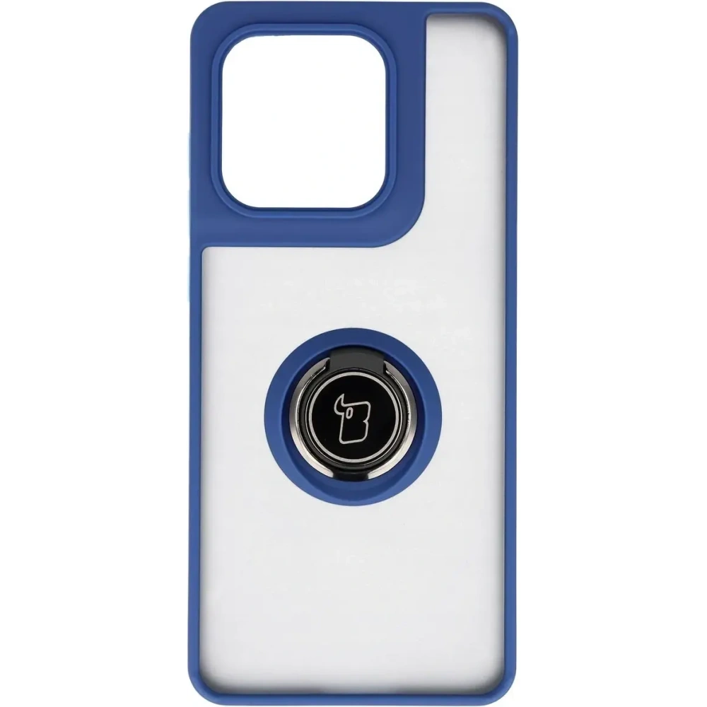 Etui z uchwytem na palec Bizon Case Hybrid Ring do Motorola Edge 60 Fusion / 60 przydymione z granatową ramką
