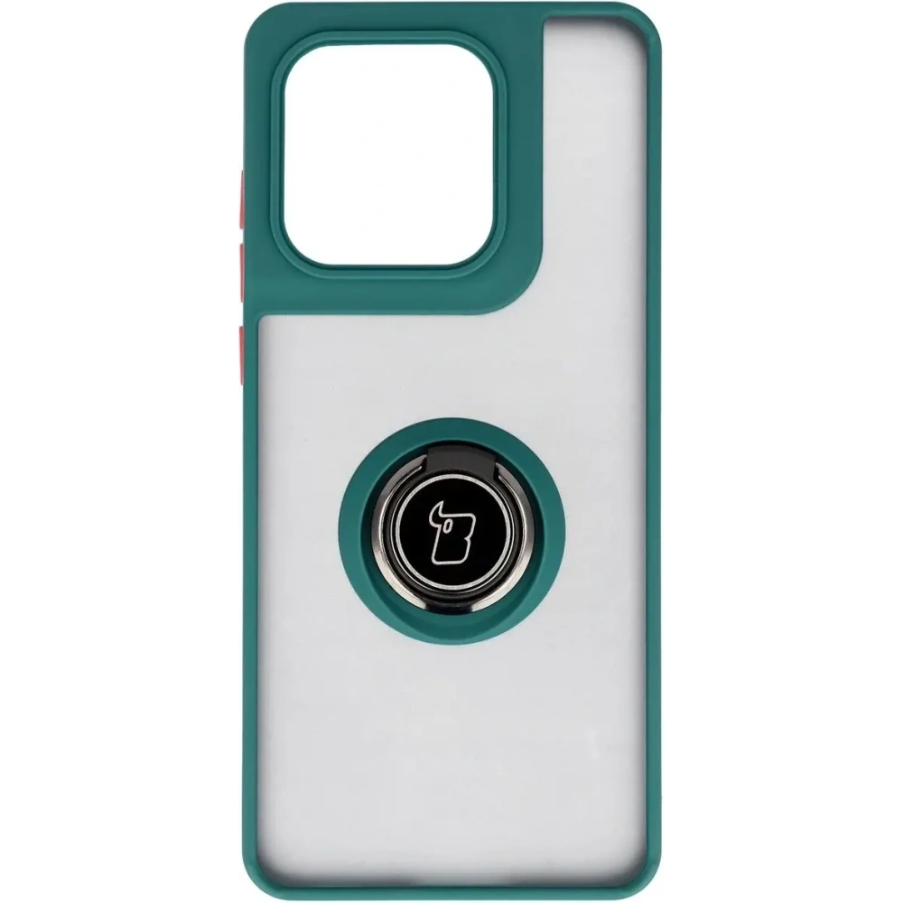 Etui z uchwytem na palec Bizon Case Hybrid Ring do Motorola Edge 60 Fusion / 60 przydymione z ciemnozieloną ramką