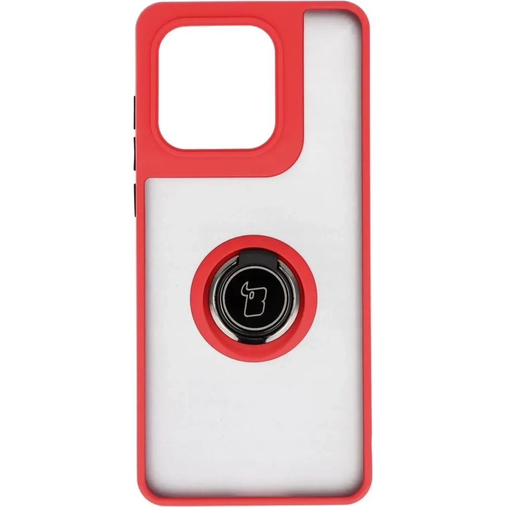 Etui z uchwytem na palec Bizon Case Hybrid Ring do Motorola Edge 60 Fusion / 60 przydymione z czerwoną ramką