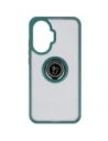 Etui z uchwytem na palec Bizon Case Hybrid Ring do Xiaomi POCO F7 przydymione z ciemnozieloną ramką