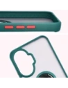 Etui z uchwytem na palec Bizon Case Hybrid Ring do Xiaomi POCO F7 przydymione z ciemnozieloną ramką