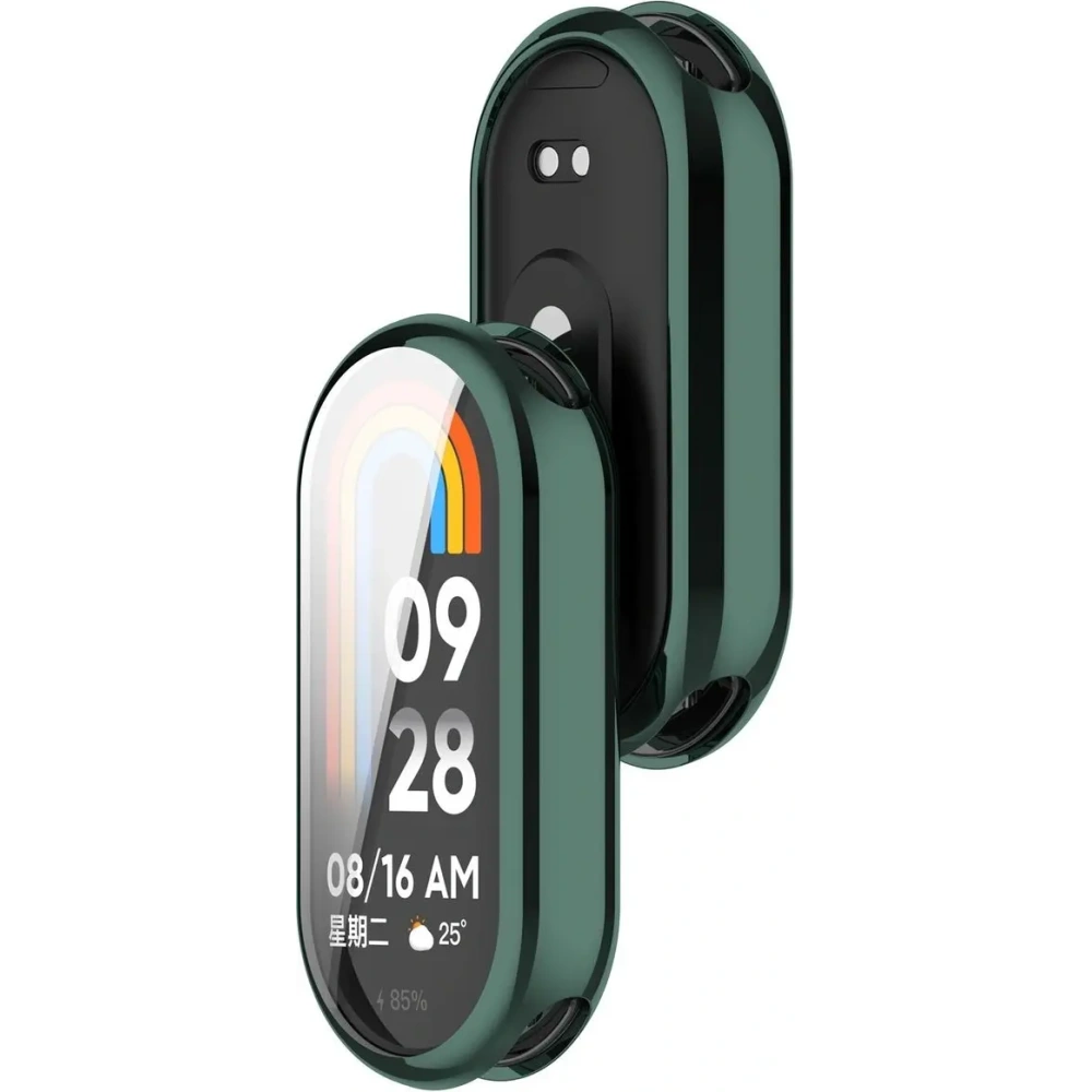 Etui z osłoną ekranu Bizon Case Watch Felipe do Xiaomi Smart Band 10 zielone
