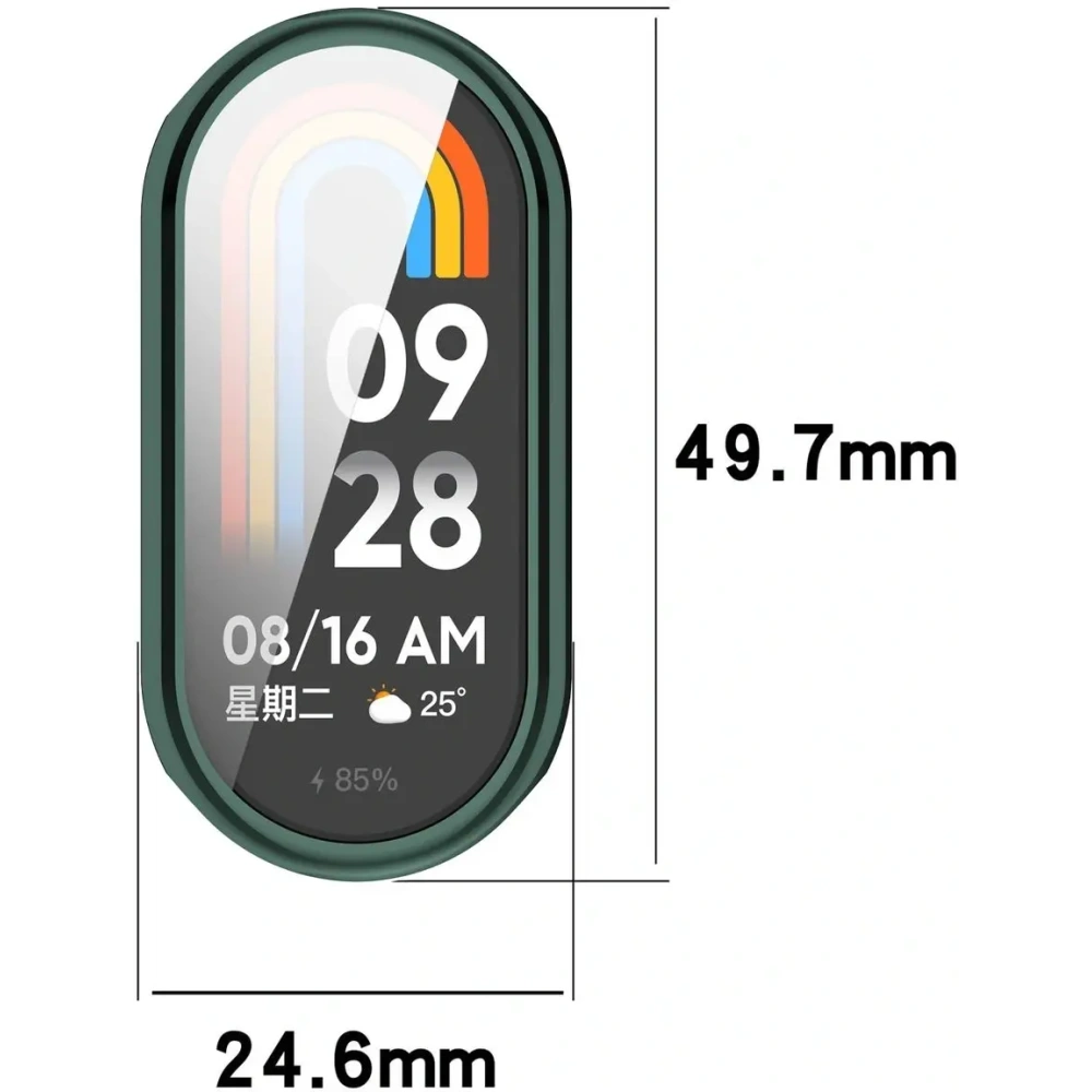 Etui z osłoną ekranu Bizon Case Watch Felipe do Xiaomi Smart Band 10 zielone