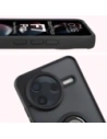 Etui z uchwytem na palec Bizon Case Hybrid Ring do Xiaomi POCO F7 Pro przydymione z czarną ramką