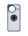 Etui z uchwytem na palec Bizon Case Hybrid Ring do Xiaomi POCO F7 Pro przydymione z granatową ramką