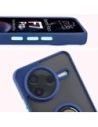Etui z uchwytem na palec Bizon Case Hybrid Ring do Xiaomi POCO F7 Pro przydymione z granatową ramką