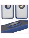 Etui z uchwytem na palec Bizon Case Hybrid Ring do Xiaomi POCO F7 Pro przydymione z granatową ramką