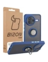 Etui z uchwytem na palec Bizon Case Hybrid Ring do Xiaomi POCO F7 Pro przydymione z granatową ramką