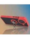 Etui z uchwytem na palec Bizon Case Hybrid Ring do Xiaomi POCO F7 Pro przydymione z czerwoną ramką