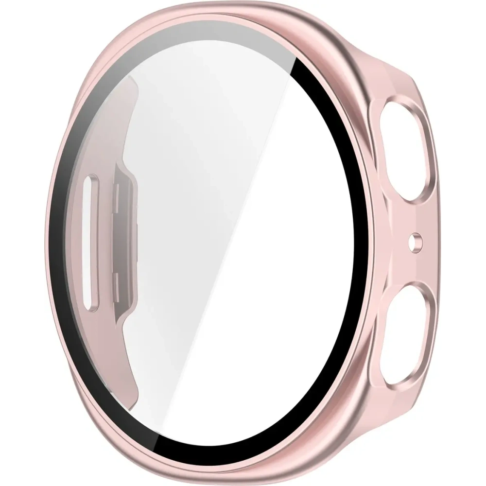 Etui ze szkłem do zegarka Bizon Case+Glass Watch do Samsung Galaxy Watch 8 44mm satynowe różowe