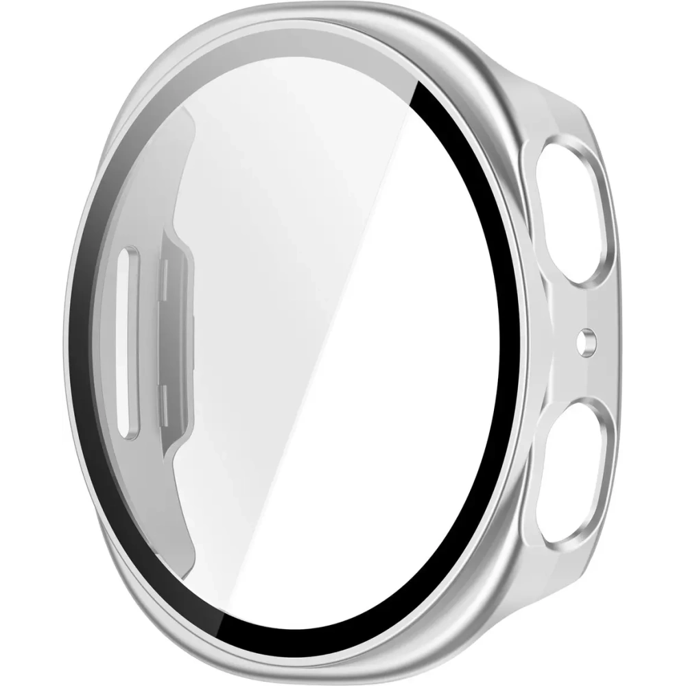 Etui ze szkłem do zegarka Bizon Case+Glass Watch do Samsung Galaxy Watch 8 44mm srebrne