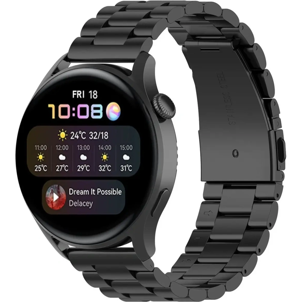 Pasek ze stali nierdzewnej do smartwatcha Bizon Strap Watch Aura QuickRelease 20mm czarny