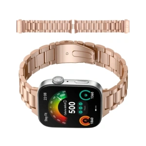 Pasek ze stali nierdzewnej Bizon Strap Watch Aura do Huawei Watch Fit 4 Pro / Fit 4 / Fit 3 różowozłoty