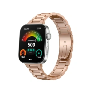 Pasek ze stali nierdzewnej Bizon Strap Watch Aura do Huawei Watch Fit 4 Pro / Fit 4 / Fit 3 różowozłoty