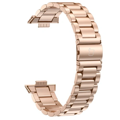 Pasek ze stali nierdzewnej Bizon Strap Watch Aura do Huawei Watch Fit 4 Pro / Fit 4 / Fit 3 różowozłoty