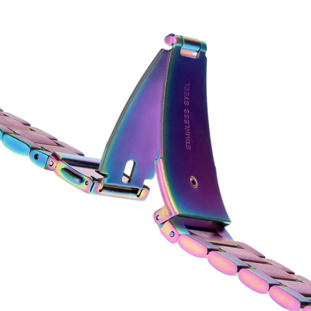 Pasek ze stali nierdzewnej do smartwatcha Bizon Strap Watch Aura QuickRelease 20mm tęczowy