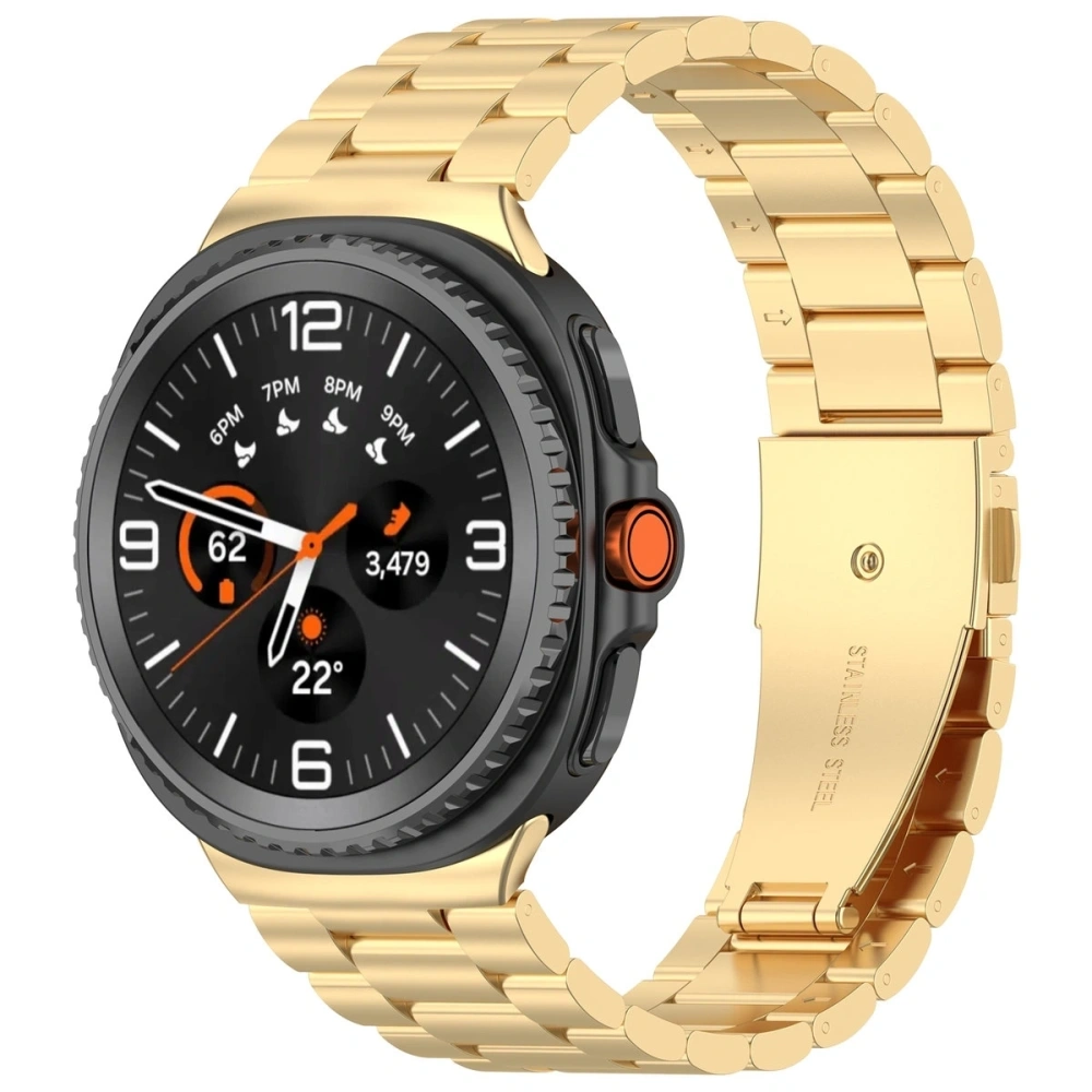 Pasek ze stali nierdzewnej Bizon Strap Watch Aura do Samsung Galaxy Watch 8 40mm / 44mm / 8 Classic 46mm złoty
