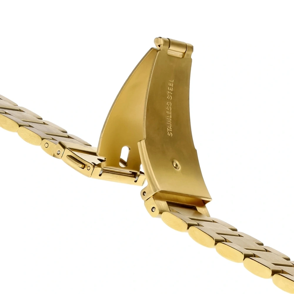 Pasek ze stali nierdzewnej Bizon Strap Watch Aura do Samsung Galaxy Watch 8 40mm / 44mm / 8 Classic 46mm złoty