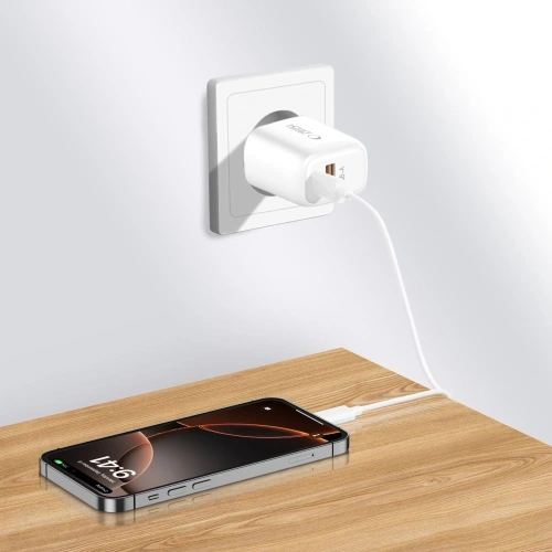 Ładowarka sieciowa Tech-Protect NCA30 USB-A, USB-C Network Charger PD 30W / QC3.0 + Lightning Cable White