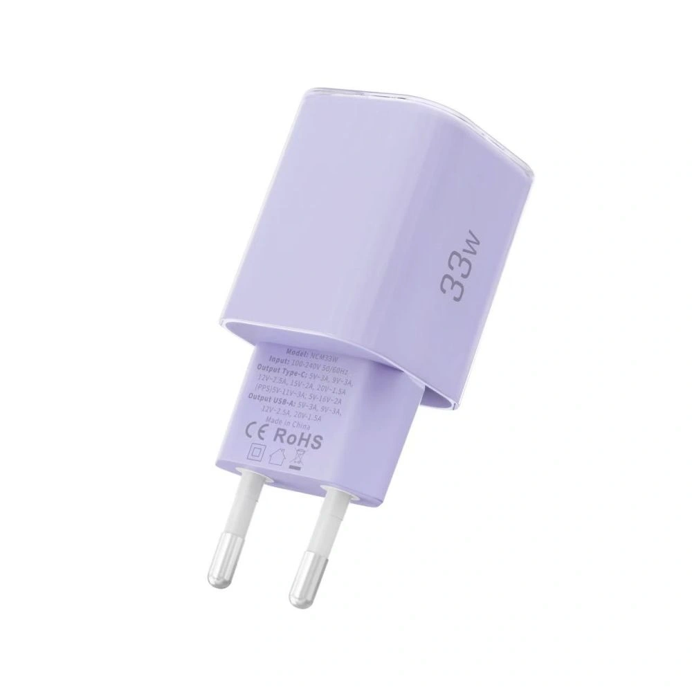 Ładowarka sieciowa Tech-Protect NCM33 USB-A, USB-C Network Charger PD 33W / QC3.0 Baby Purple