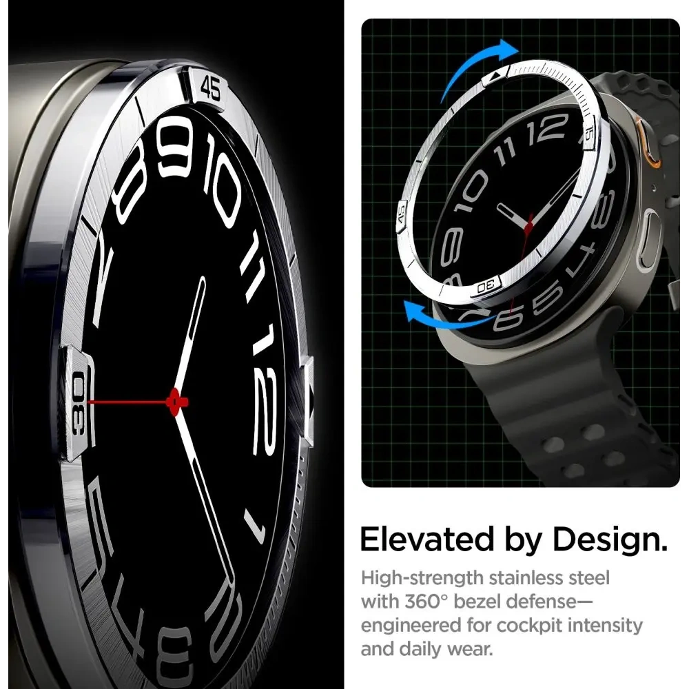 Nakładka Spigen Bezel Tune Pilot do Samsung Galaxy Watch 8 44mm Silver