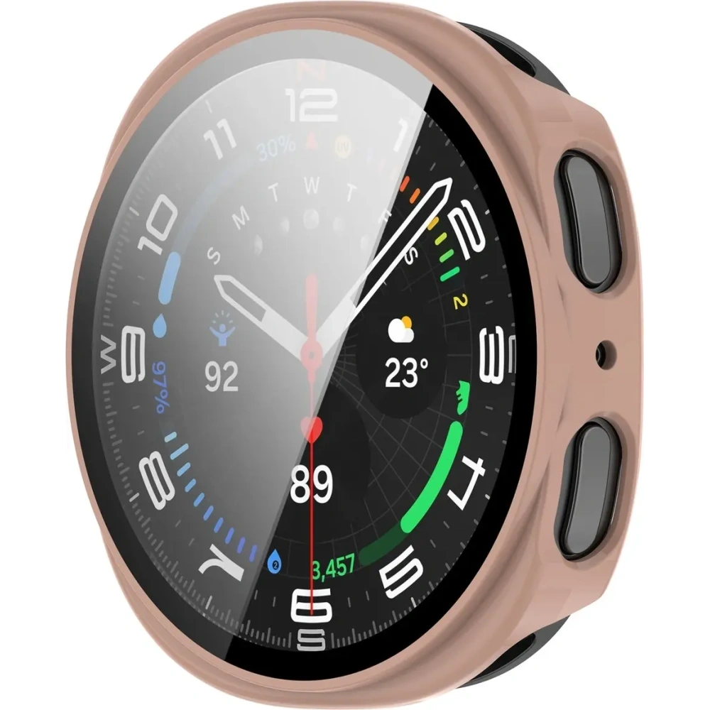 Etui ze szkłem do zegarka Bizon Case+Glass Watch do Samsung Galaxy Watch 8 44mm różowe