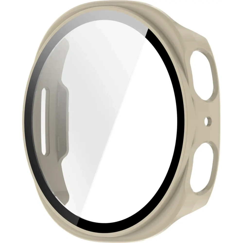 Etui ze szkłem do zegarka Bizon Case+Glass Watch do Samsung Galaxy Watch 8 44mm beżowe