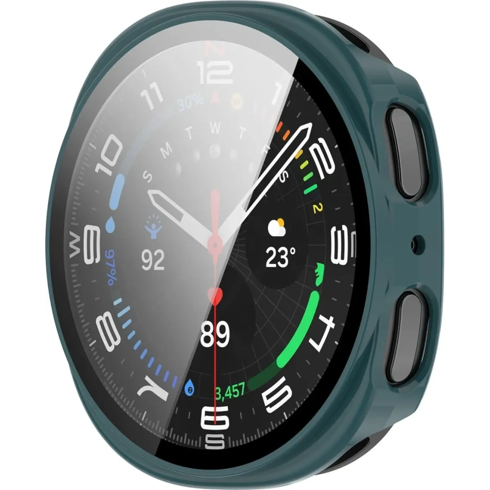 Etui ze szkłem do zegarka Bizon Case+Glass Watch do Samsung Galaxy Watch 8 44mm zielone