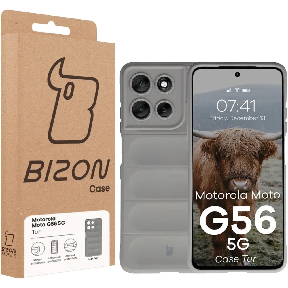 Pancerne etui Bizon Case Tur do Motorola Moto G56 5G jasnoszare