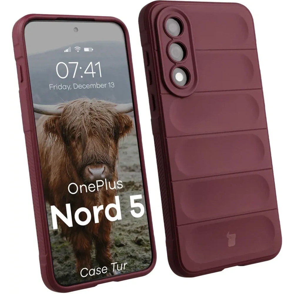Pancerne etui Bizon Case Tur do OnePlus Nord 5 burgundowe