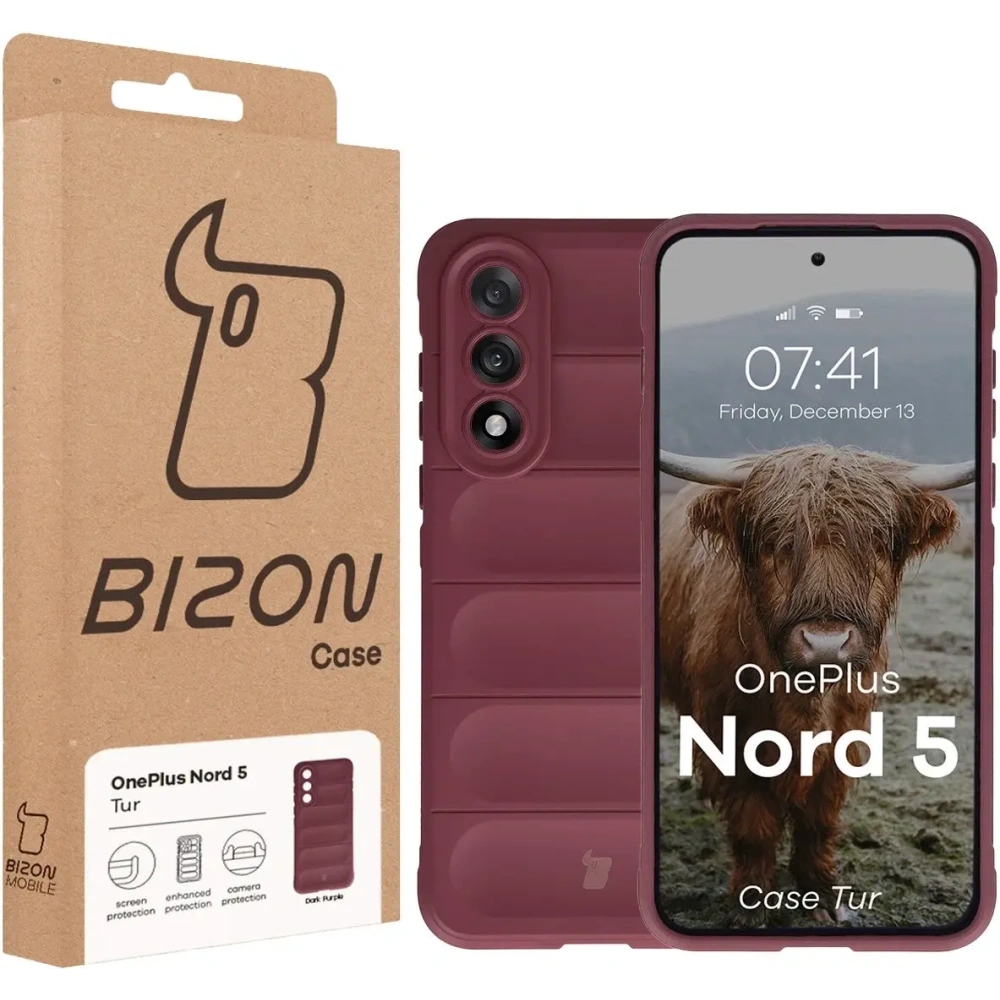 Pancerne etui Bizon Case Tur do OnePlus Nord 5 burgundowe