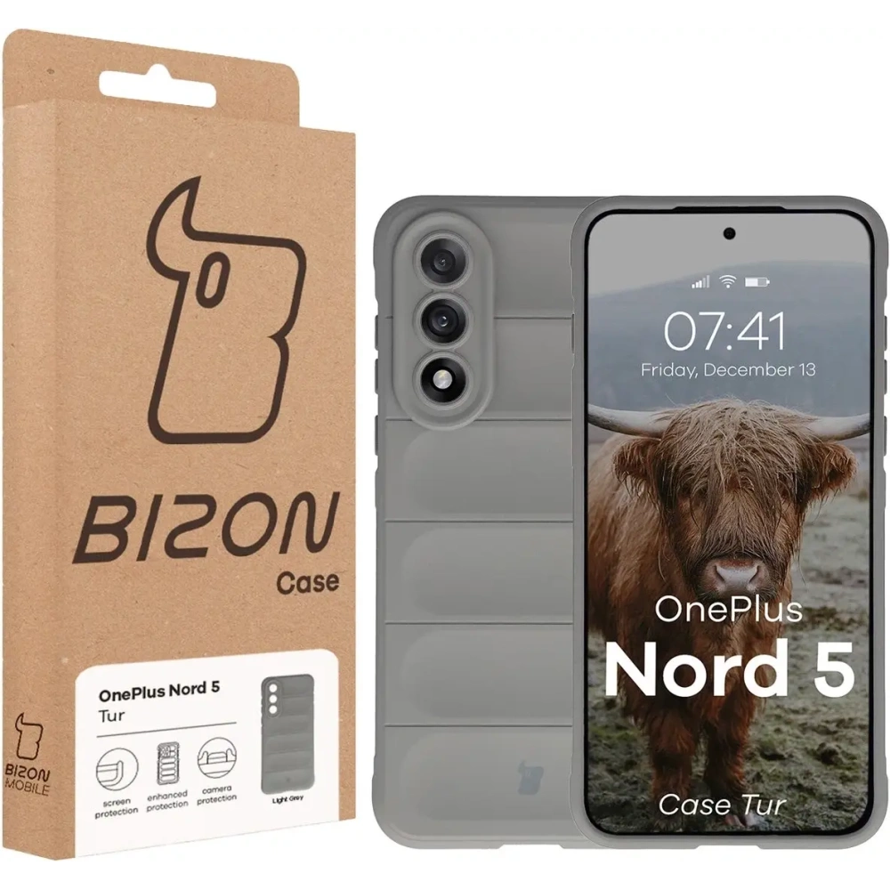 Pancerne etui Bizon Case Tur do OnePlus Nord 5 jasnoszare