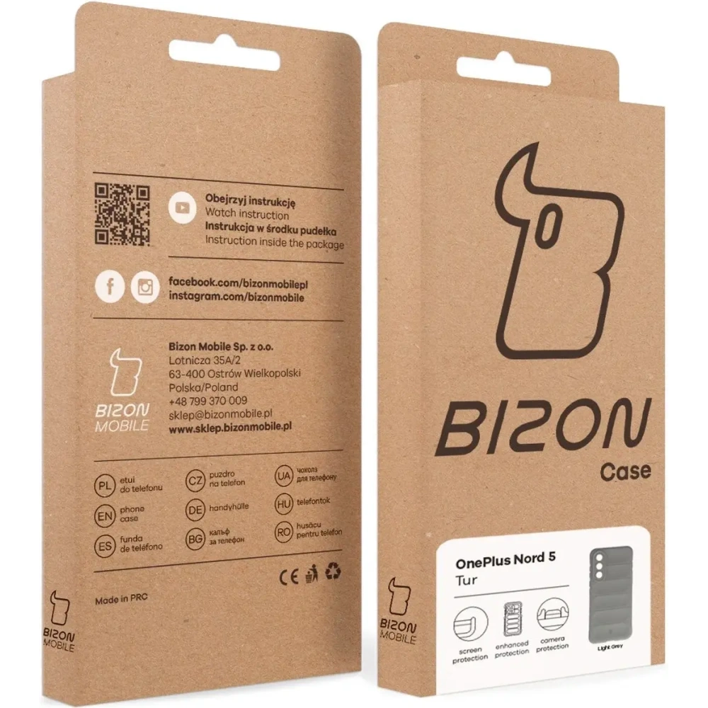 Pancerne etui Bizon Case Tur do OnePlus Nord 5 jasnoszare