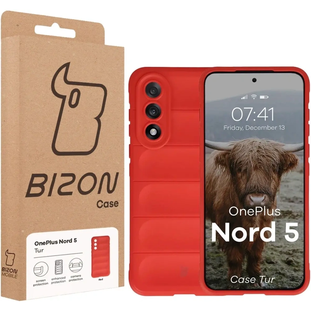 Pancerne etui Bizon Case Tur do OnePlus Nord 5 czerwone
