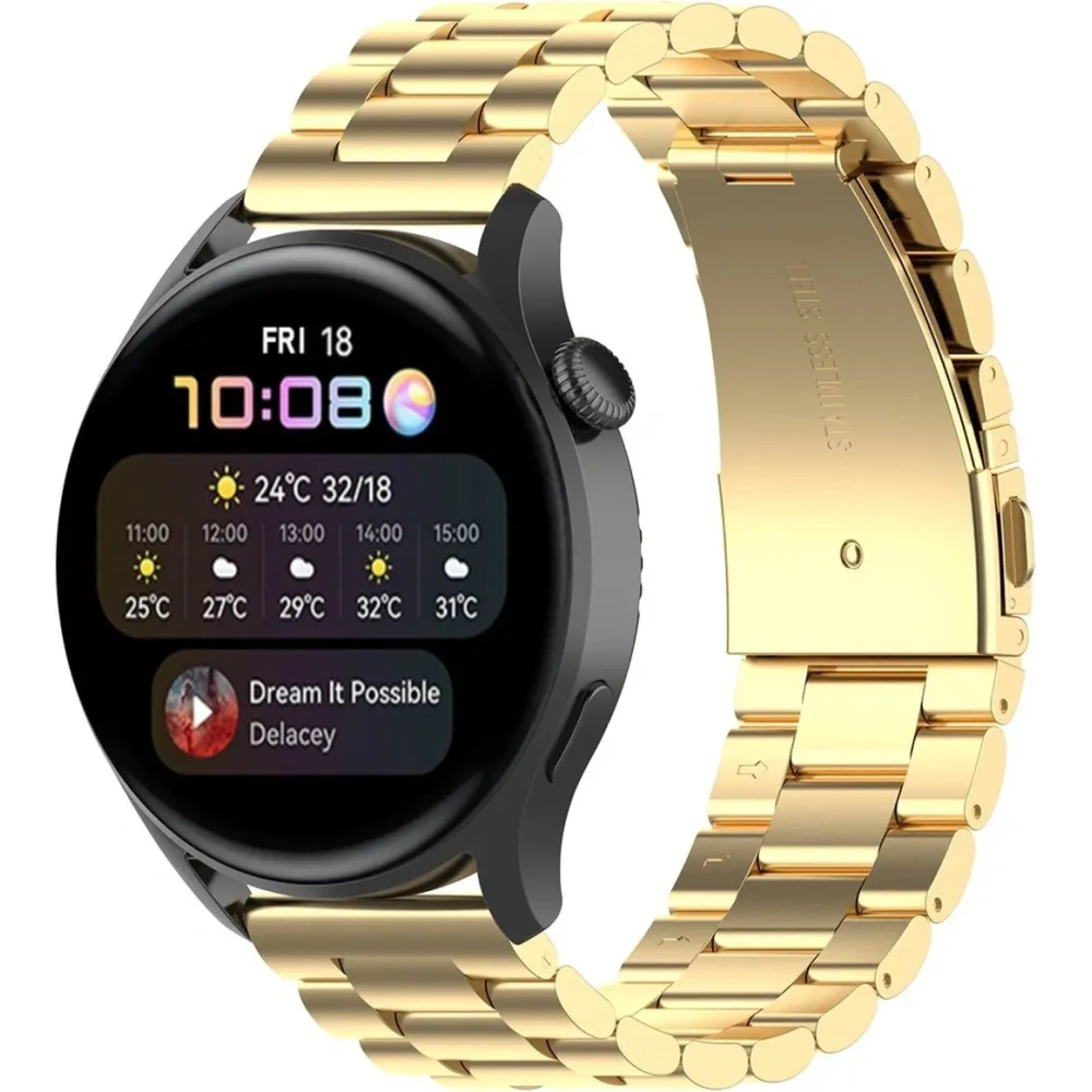 Pasek ze stali nierdzewnej do smartwatcha Bizon Strap Watch Aura QuickRelease 20mm złoty
