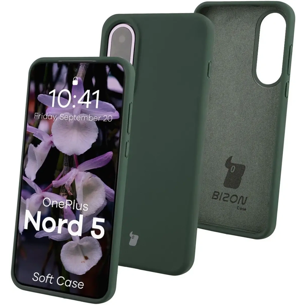 Silikonowe etui Bizon Soft Case do OnePlus Nord 5 ciemnozielone