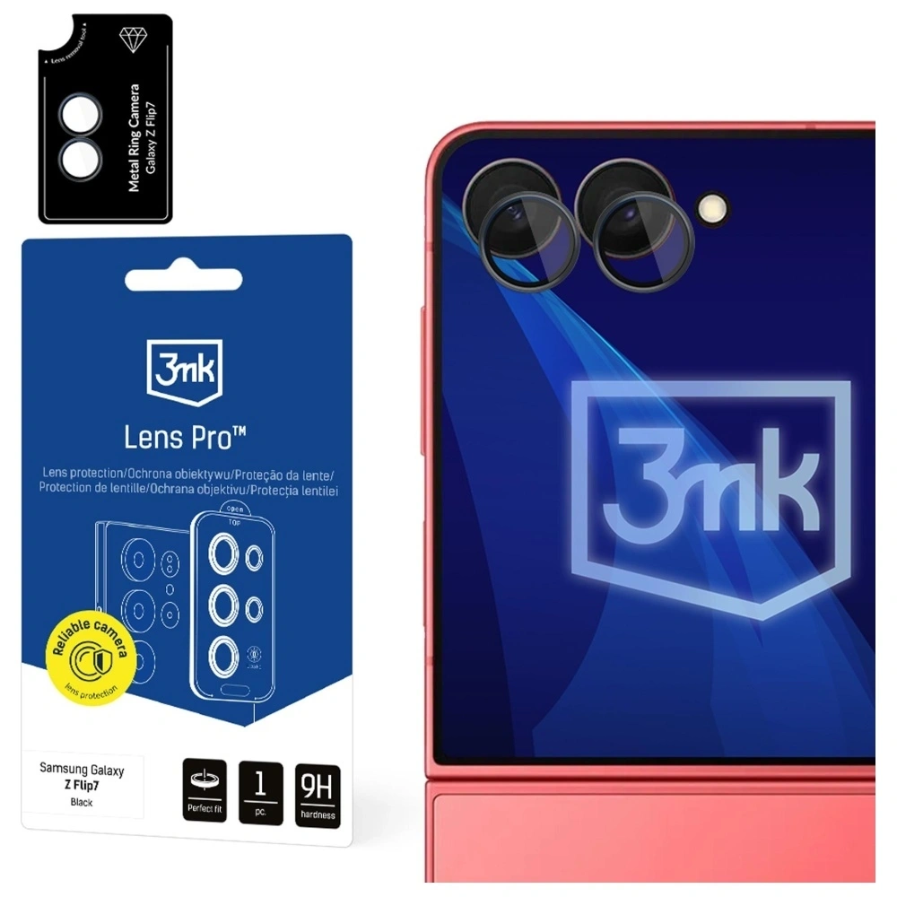 Szkło hartowane na obiektyw aparatu 3MK Lens Protection Pro do Samsung Galaxy Z Flip7 czarny