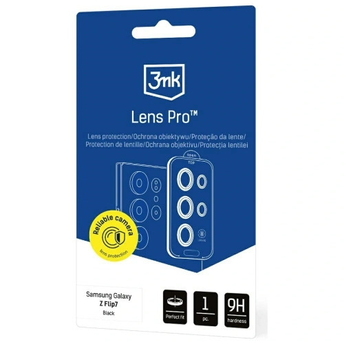 Szkło hybrydowe na obiektyw aparatu 3MK Lens Protection Pro do Samsung Galaxy Z Flip7 czarny