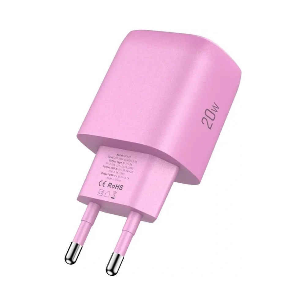 Ładowarka sieciowa Tech-Protect NCA20 USB-A, USB-C Network Charger PD 20W / QC3.0 Baby Pink