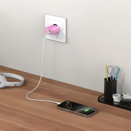 Ładowarka sieciowa Tech-Protect NCA20 USB-A, USB-C Network Charger PD 20W / QC3.0 Baby Pink
