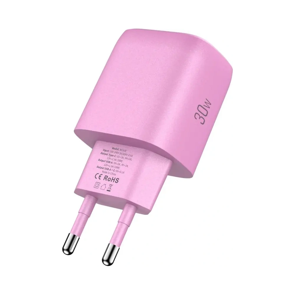 Ładowarka sieciowa Tech-Protect NCA30 USB-A, USB-C Network Charger PD 30W / QC3.0 Baby Pink