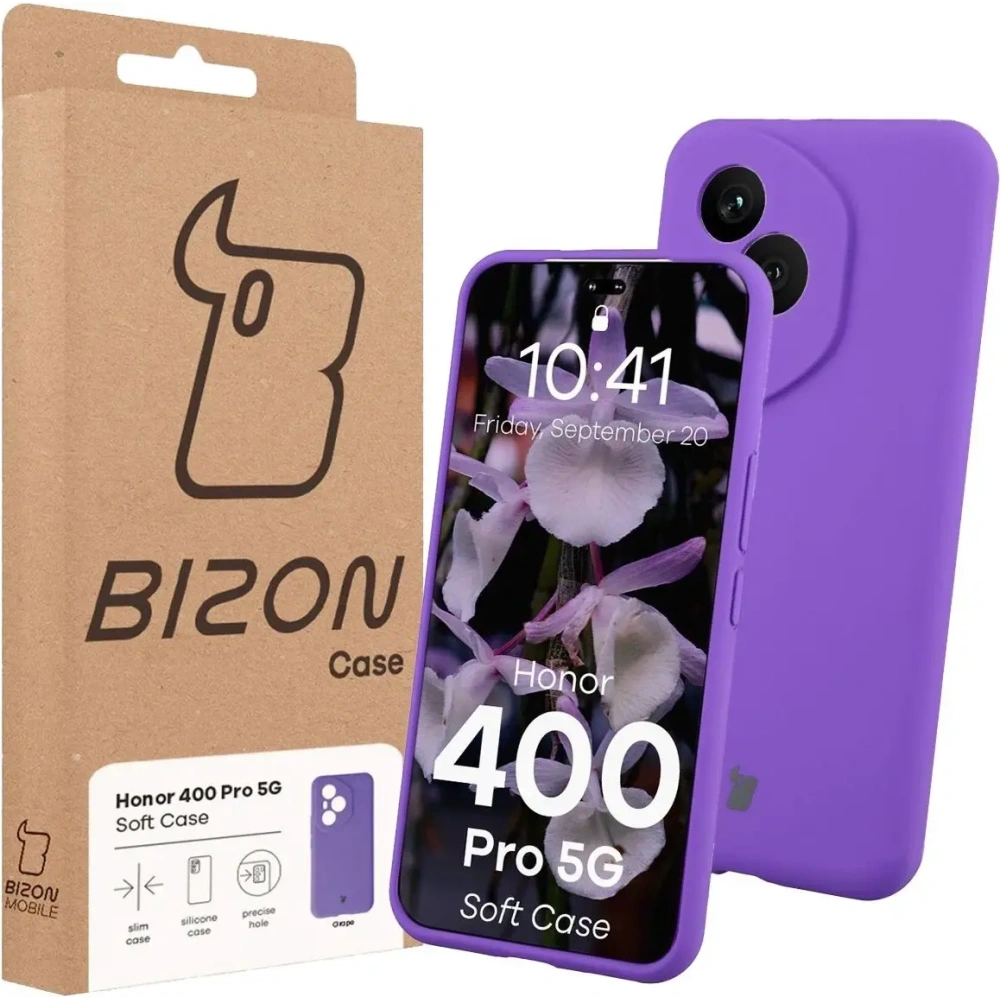 Silikonowe etui Bizon Soft Case do Honor 400 Pro fioletowe