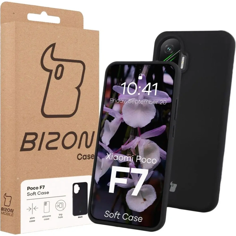 Silikonowe etui Bizon Soft Case do Xiaomi POCO F7 czarne